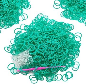 6000-Pack Rubber Loom Bands Making Kit,50PCS S-Clips10-Hooks,Colorful Rubber Bands Refill Kits for Weaving DIY Crafting Gift Green