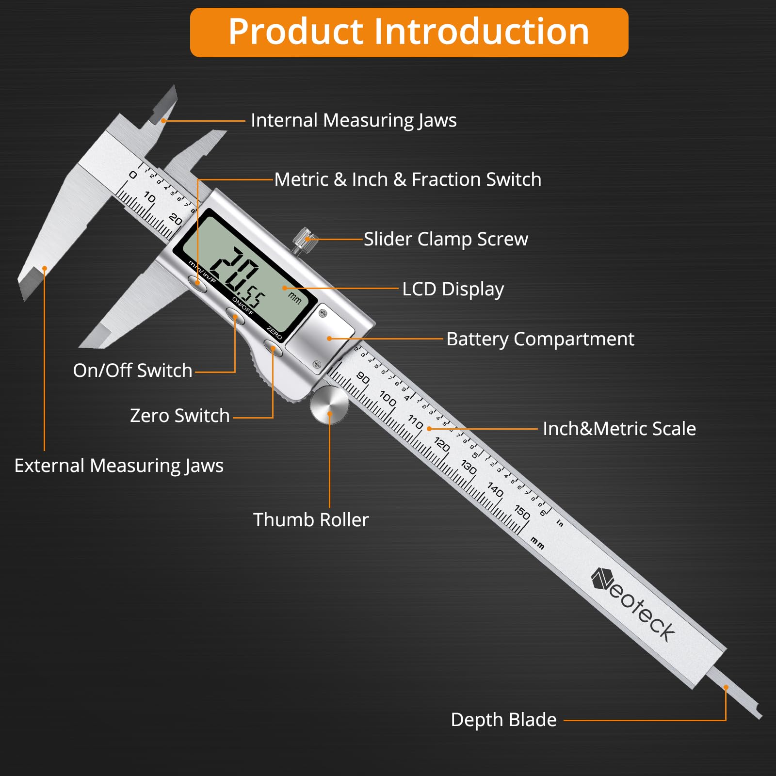 Neoteck Digital Caliper - Precision Measurement Tool -7