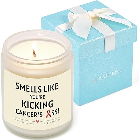 Kosmickiss Breast Cancer Gifts for Woman, Cancer Care Gifts for Women, Lavender Scented Candle, Get Well Soon Presents