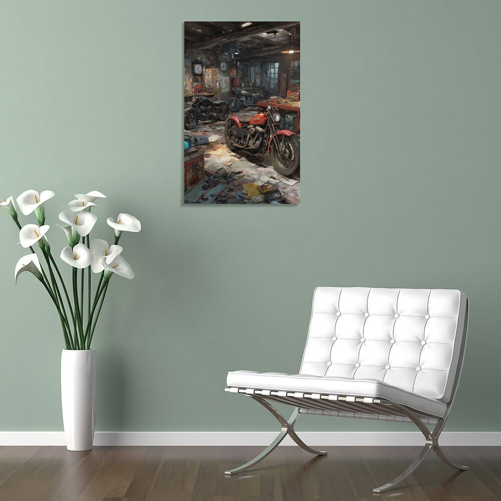 SHUNXIFQ Taller de motocicletas Lienzo Pintura Abstracta Fondo Impreso En Lienzo Cuadros Decoración Salón - Cuadros Lienzos Decorativos - Cuadros Modernos 20x30inch(50x75cm)