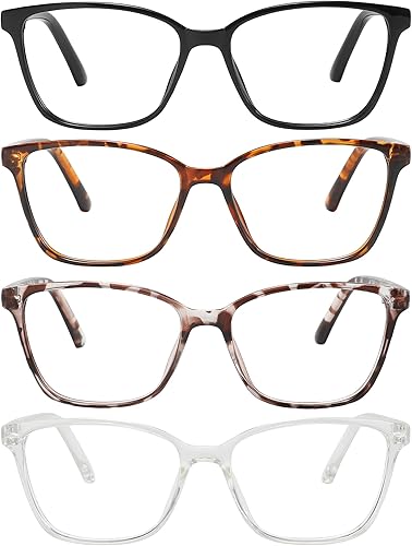 Miniatura 7 de Przene Paquete de 4 lentes de lectura con bloqueo de luz azul, lectores para mujeres y hombres con bisagra de resorte