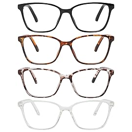 Przene 4 Pack Blue Light Blocking Reading Glasses,Square Cat Eye Readers for Women Men with Spring Hinge 2.5