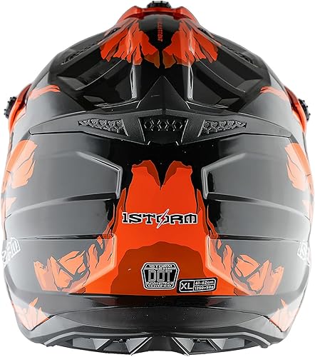 Miniatura 2 de 1Storm - Casco de motocross para adultos ATV Dirt Bike BMX MX, estilo pista de montaña en descenso JH601 conjunto de casco naranja dinosaurio +
