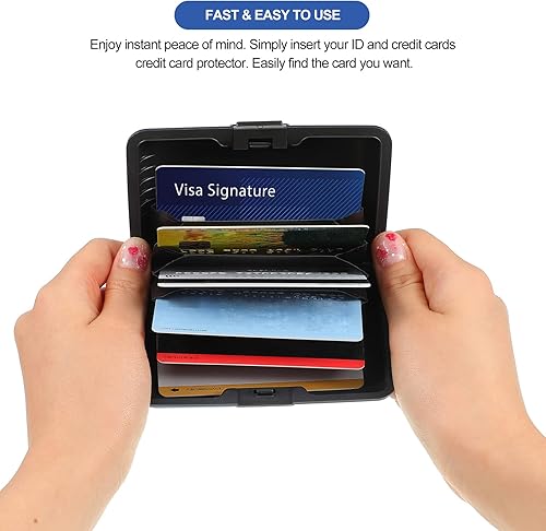 Miniatura 4 de 2 piezas de tarjetero de crédito, delgado mini protector de tarjeta de crédito, estuche de aluminio para tarjetas de visita, organizador de