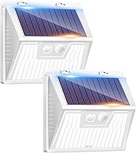 kolpop Set of 2 Solar Motion Detector Lights, 167 LEDs/3 Modes Solar Light, Waterproof Outdoor Wall Lighting for Garden Garage [Cool White]