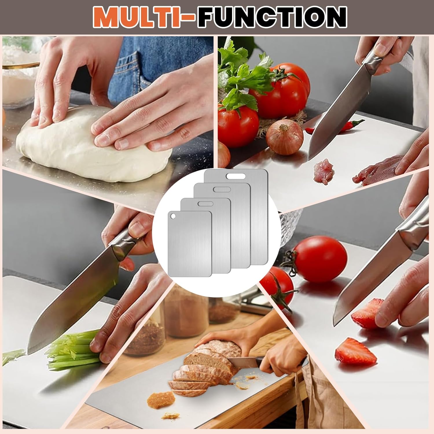 Titanium Cutting Board for Kitchen, 100% Pure Titanium Cutting Board, Double Sided Food-Grade Metal Chopping Board for Meat Vegetable Fruit, Dishwasher Safe, 18" x 12"