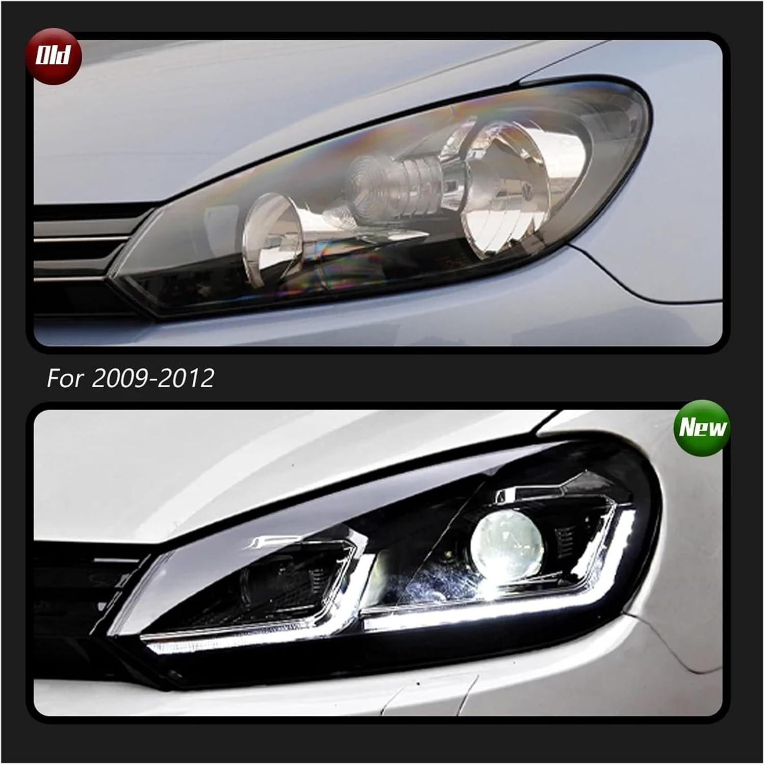 Car Lights Compatible For VW Golf 6 Headlight MK6 2009-2012 LED Front Lamps DRL Turn Signals Car Accessories(Smoke)