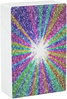 Glitter Rainbow Cigarette Case Portable Cigarette Box Holder Flip Open Storage Case for Men Women