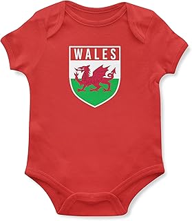 Purple Print House Baby,Clothing,Baby Boys 0-24m,Bodysuits & One-Pieces,Bodysuits Purple Print House Baby Boys Wales Flag Badge Retro Babygrow - Football Country European 2021 Supporters Gifts for Baby - 2020 Welsh Tournament Footy Soccer Top