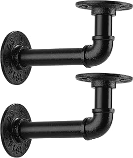 1/2" Pipe Shelf Bracket,Wall Mounted Floating Shelf Bracket, Steam Punk Decor Hanging Wall Metal Bracket, Heavy Duty Decorative Rustic Shelving Bracket, Set of 2(3.5X6)