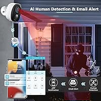 Vista 3 de EVERSECU 2K 3MP Outdoor Wireless Security Camera Support Pairing Via Bluetooth, Rechargeable Battery-Powered WiFi Home CCTV Bullet Camera