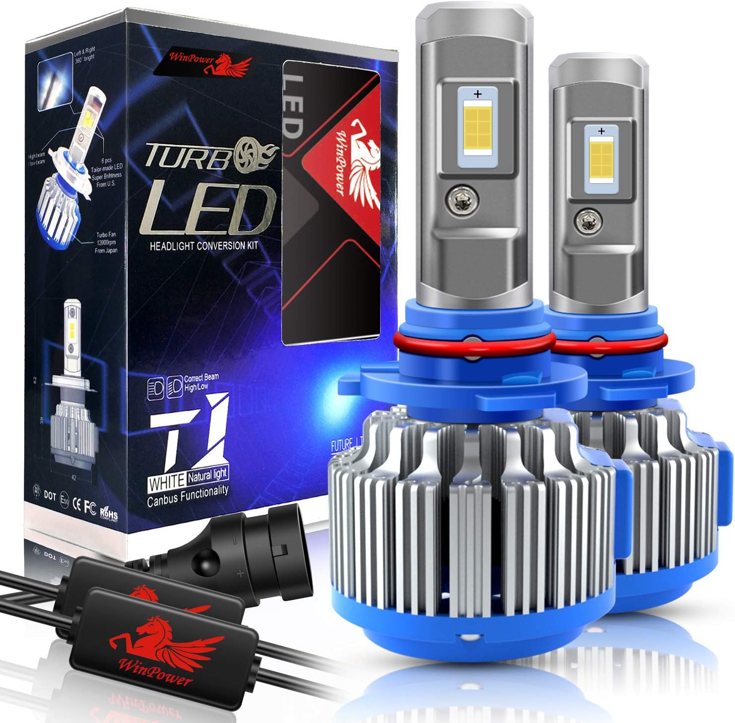 WinPower 9006 LED Headlight Bulbs Conversion Kit 6000k Cool White 7200 Lumens HB4 Fog Lights/Low Beam Headlight Bulb Replacement+ Canbus-2 Year Warranty