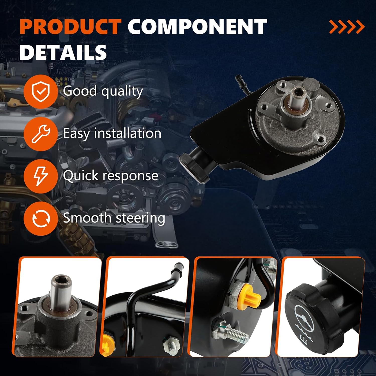 Power Steering Pump 20-8704 Fits for 2003-2005 Silverado 1500 V6 4.3L/V8 4.8L, 2002-2006 Sierra 1500 V6 4.3L/V8 4.8L Power Assist Pump, Replace OE 20756710, 26041315, 15077397