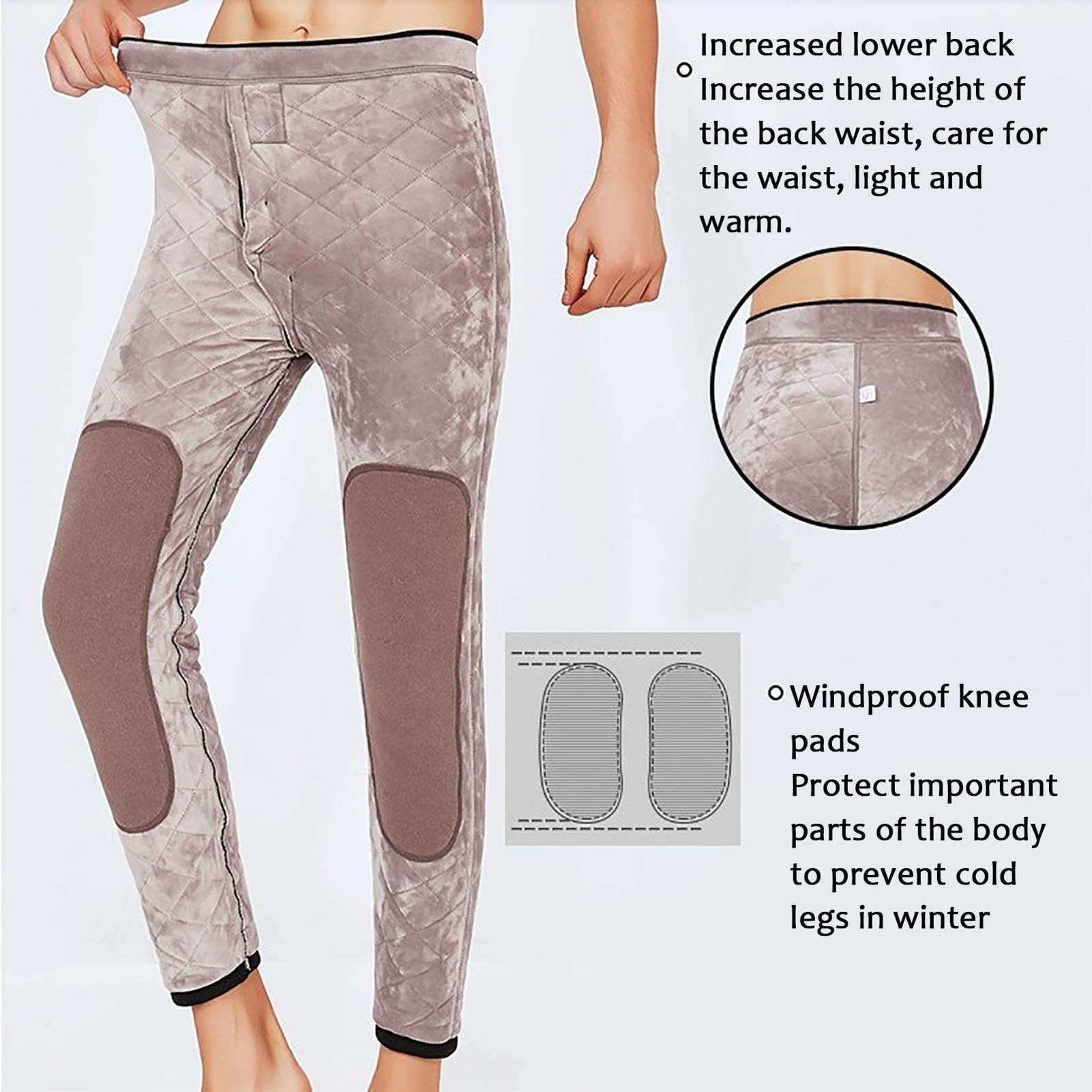 G&F Ropa Interior Térmica para Hombre Bottoms Largos Johns Pantalones Más Cálidos Winter Winter Layer Ski Wear (Color : Dark Grey, Size : Large)