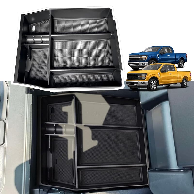 Organizador de Console Central para Ford F-150 e F-150 Lightning 2021 a 2023, Bandeja com 2 Compartimentos em ABS XXCIWP