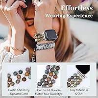 Vista 100 de JR.DM Natural Stone Beaded-Bands Women Compatible with Apple Watch Series 11 10 9 8 7 6 5 4 SE 3 2 1 Fashion Stretch Handmade Bracelet Fancy Boho