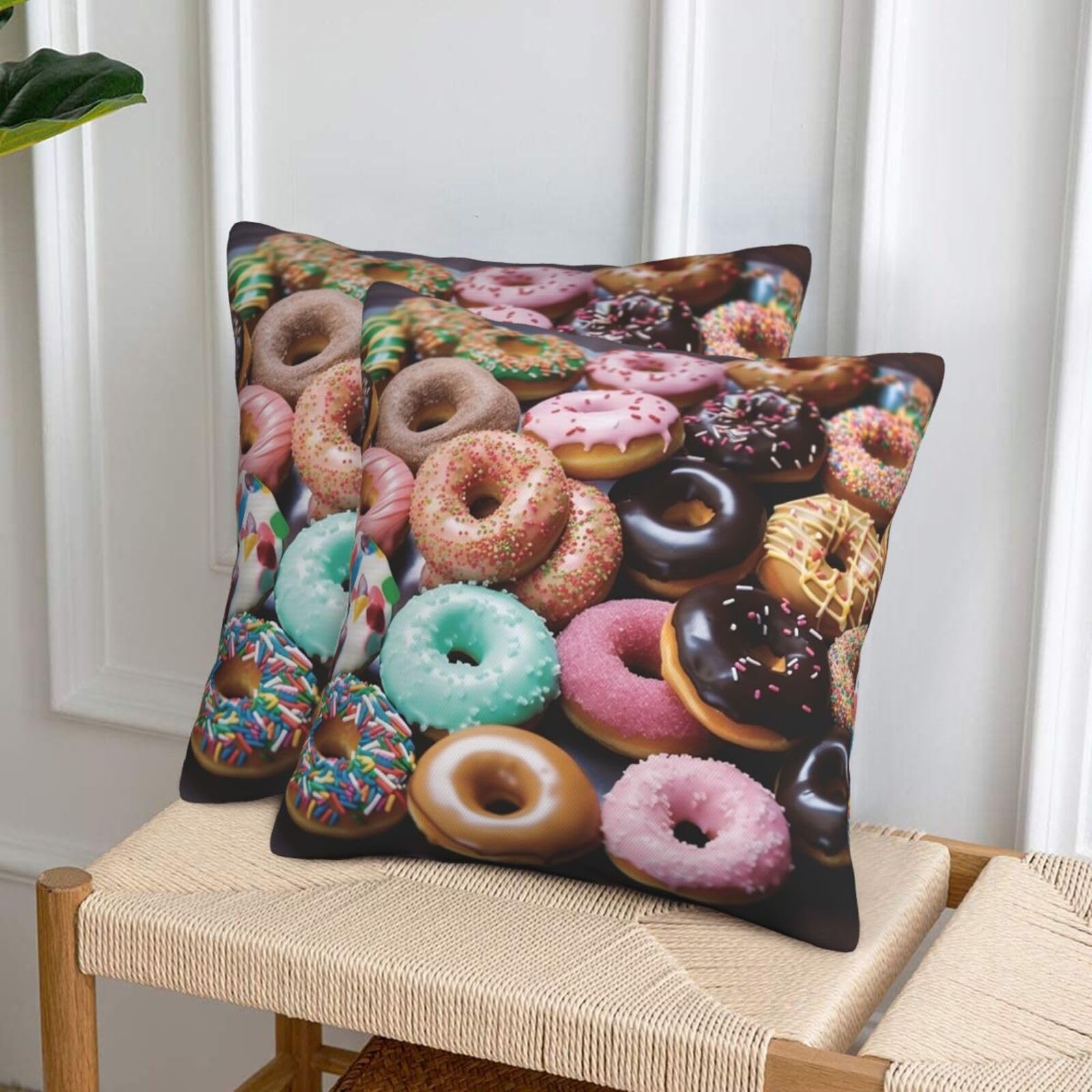 NONHAI Decorative Throw Pillow Covers Set of 2, 12"x12" Square Cushion Case Soft Comfy Donuts Throw Pillows for Couch Cushion Livingroom Farmhouse Home Decor Pillowcases