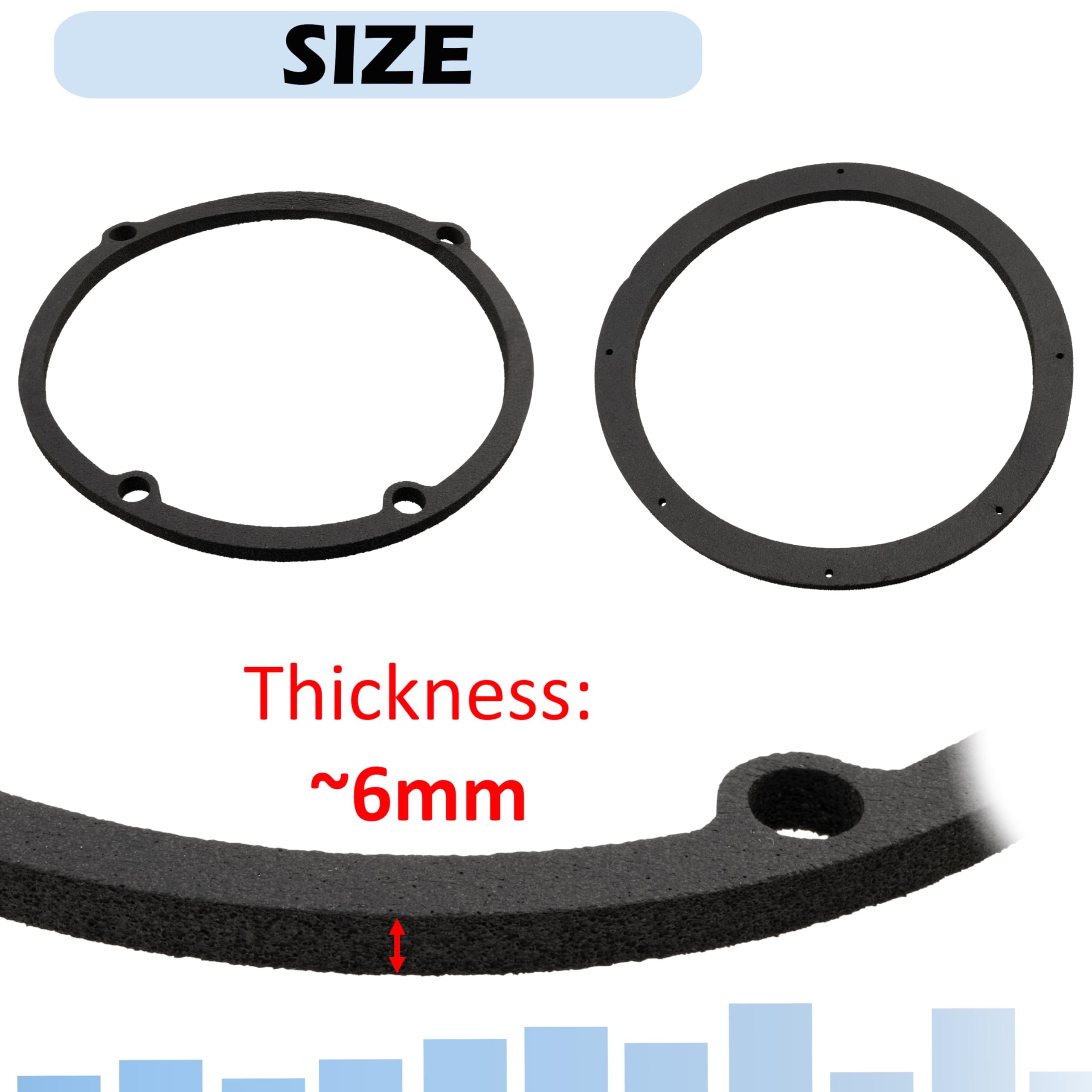Aerzetix - Kit di 2 adattatori/supporti per altoparlanti Ø165mm | porte anteriori | compatibile con Mercedes Sprinter Viano Vito VW Crafter