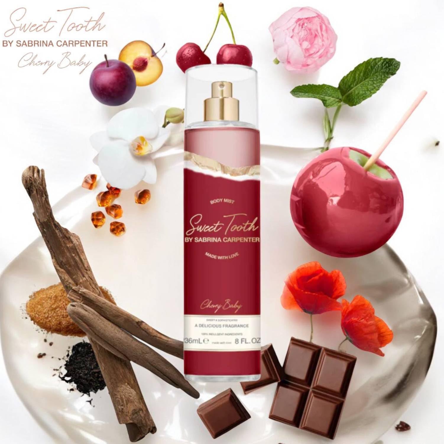 Sabrina Carpenter Sweet Tooth damska woda perfumowana w sprayu (woda do ciała 236 ml + zapach 75 ml, Cherry Baby)