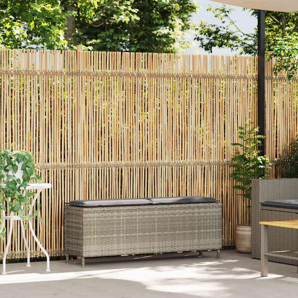 vidaXL Gartenbank mit Kissen Hellgrau 110x30x40,5 cm Poly Rattan, Terrassenbank, Außenbank, Garten Sitzbank, Outdoor Bank, Sitzbank, Sitzbank Terrasse