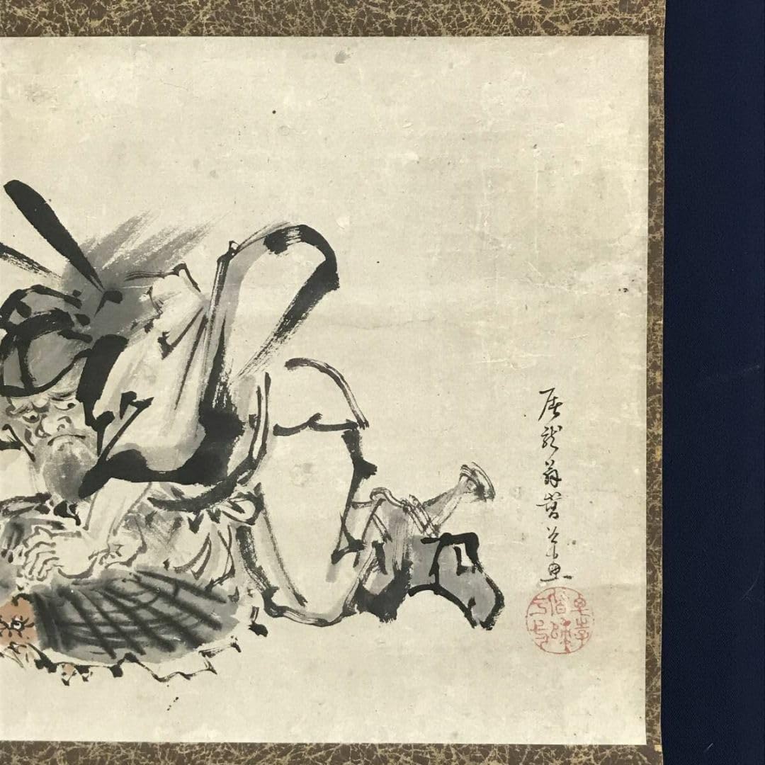 真作/高嵩谷/人物図/鍾馗と鬼図/横物/節句/掛軸☆宝船☆AI-605 真作高嵩谷人物図鍾馗と鬼図横物節句掛軸宝船