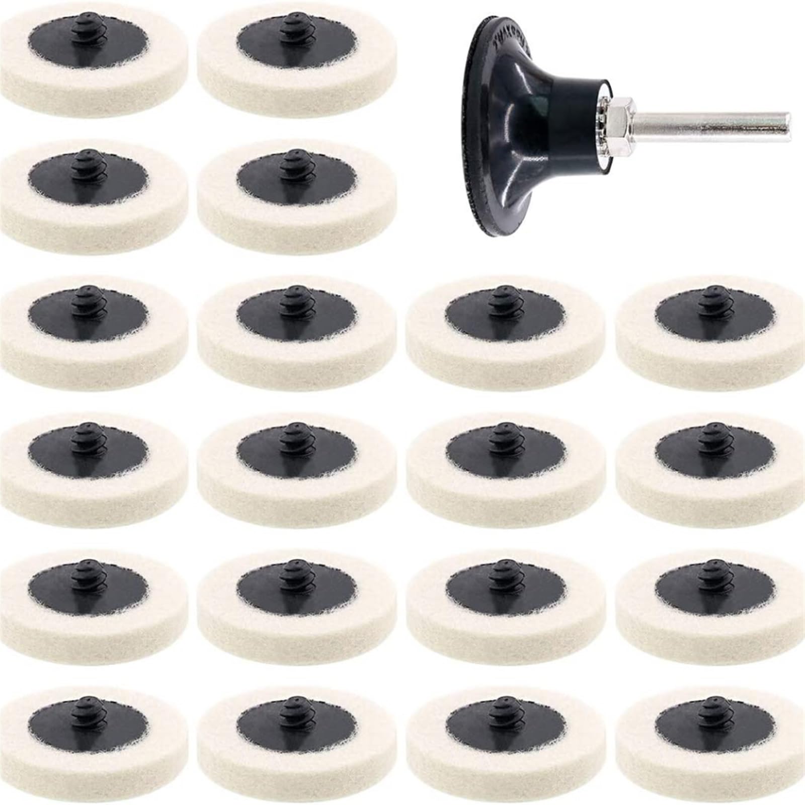 Dischi di lana per lucidatura 20 pz 2 "disco in tessuto di lana compressa for lucidatura tamponi for lucidatura ruote, supporto for disco 1/4" gambo for levigatrici lucidatrici automatiche per Lucidat