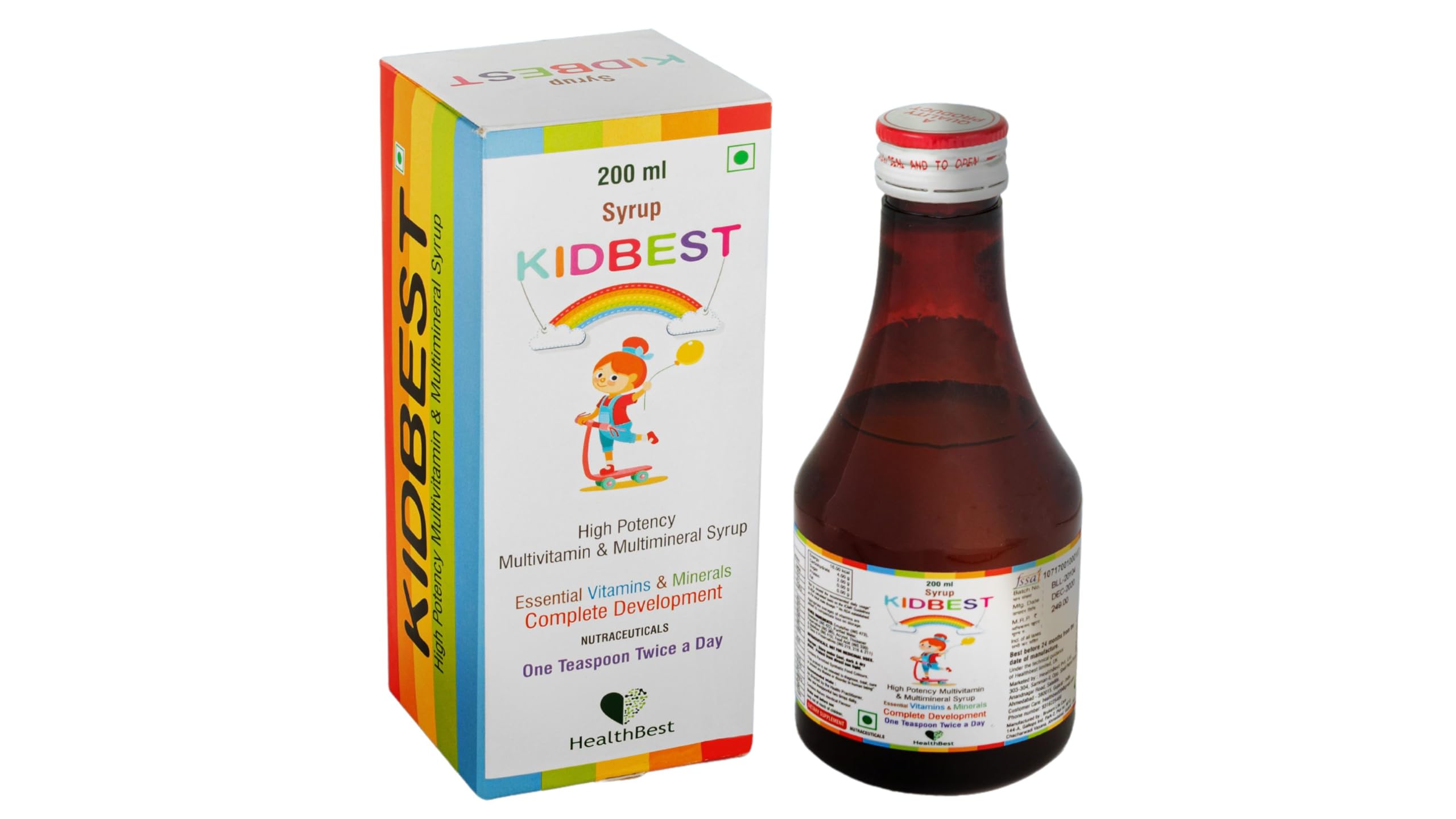 Kids Multivitamin Syrup 200ml with Zinc, Vitamin A, C & E - Daily Support for Children (Pack of 3) (B0CYPKLGVW) Amazon Price History, Amazon Price Tracker