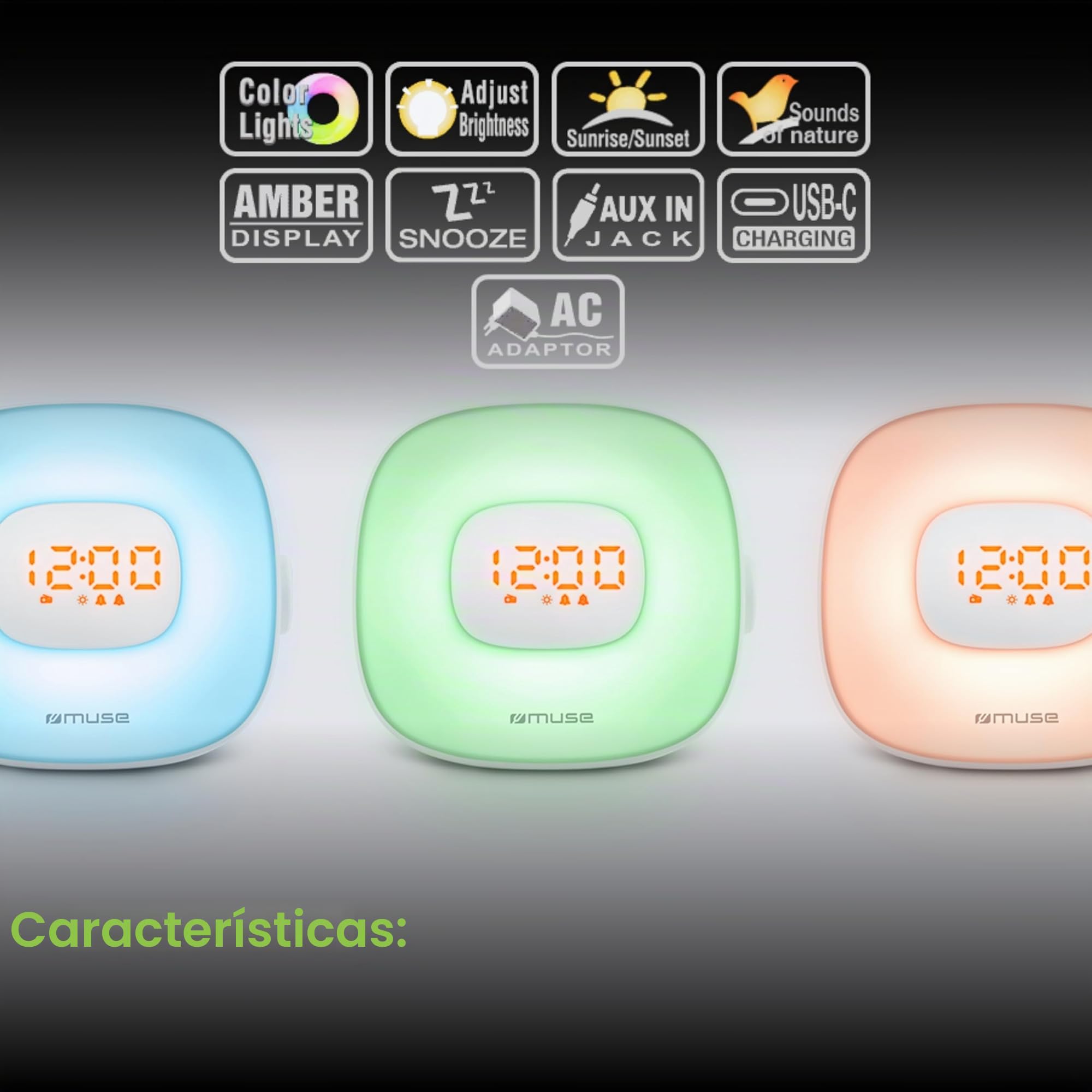 Radio réveil lumineux MUSE ML198CR