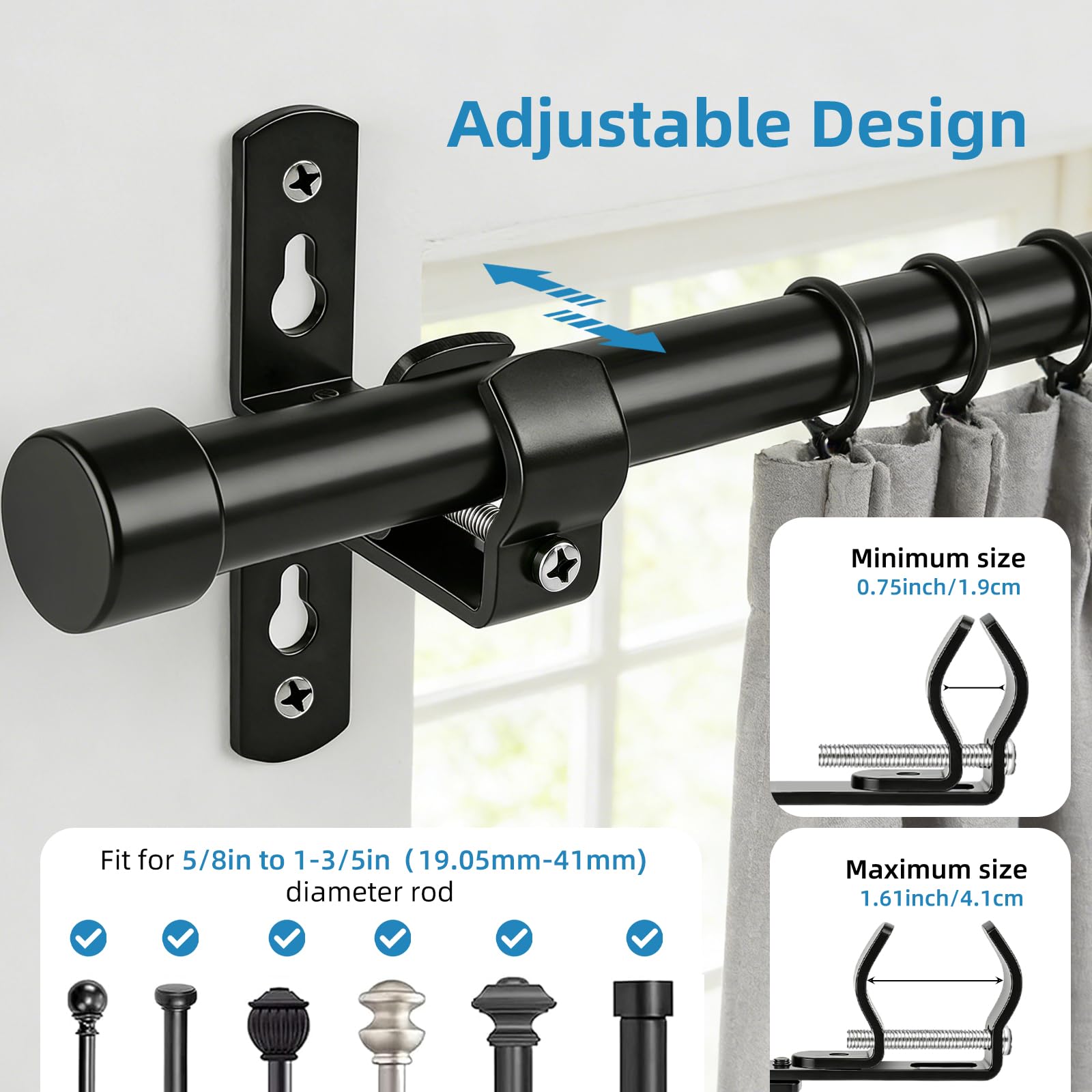 Curtain Rod Brackets - Wall & Ceiling Mount -4