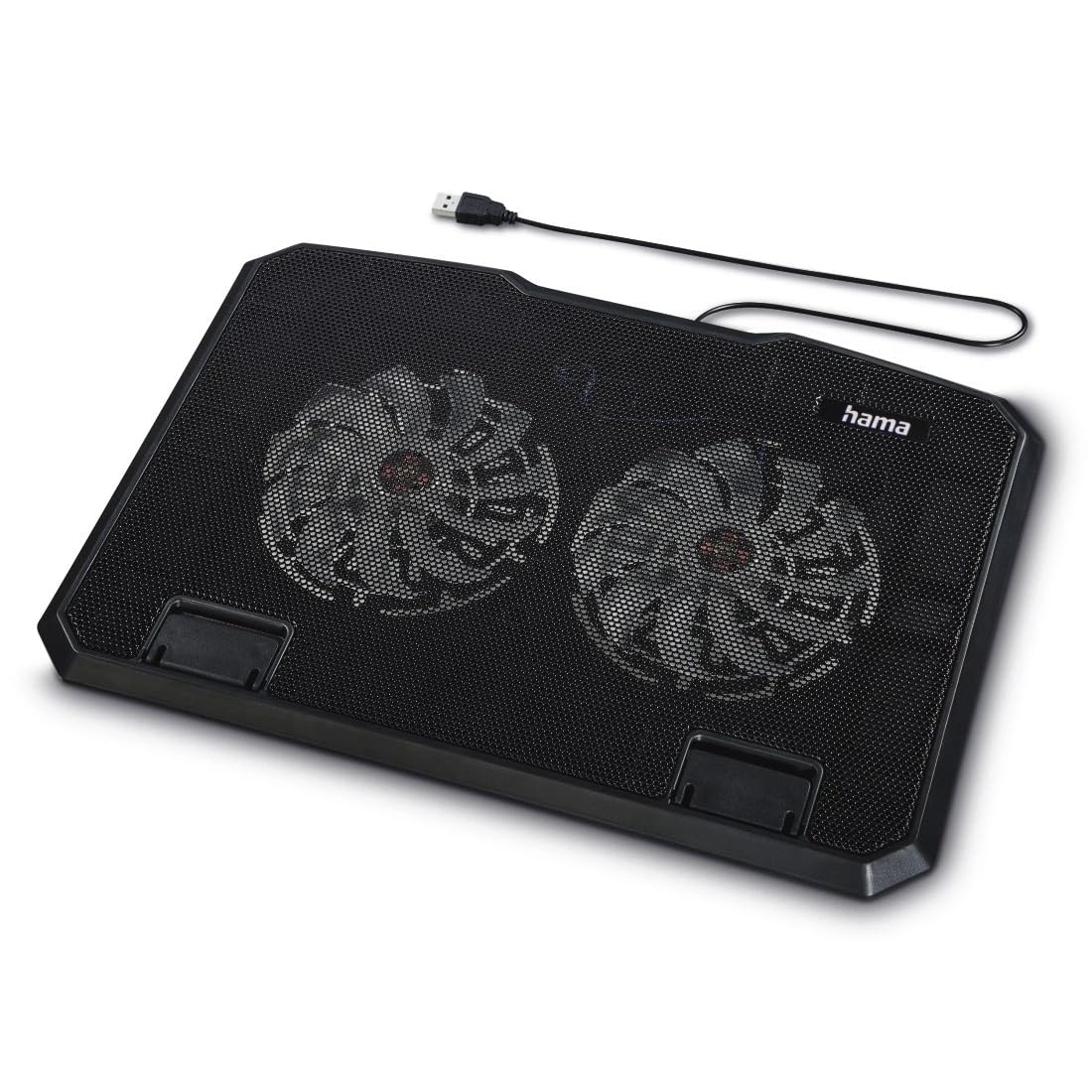 Hama Laptop-Kühler Black Metal, neigbar, leise, 2 Lüfter, 40 cm (15,6), Schw.