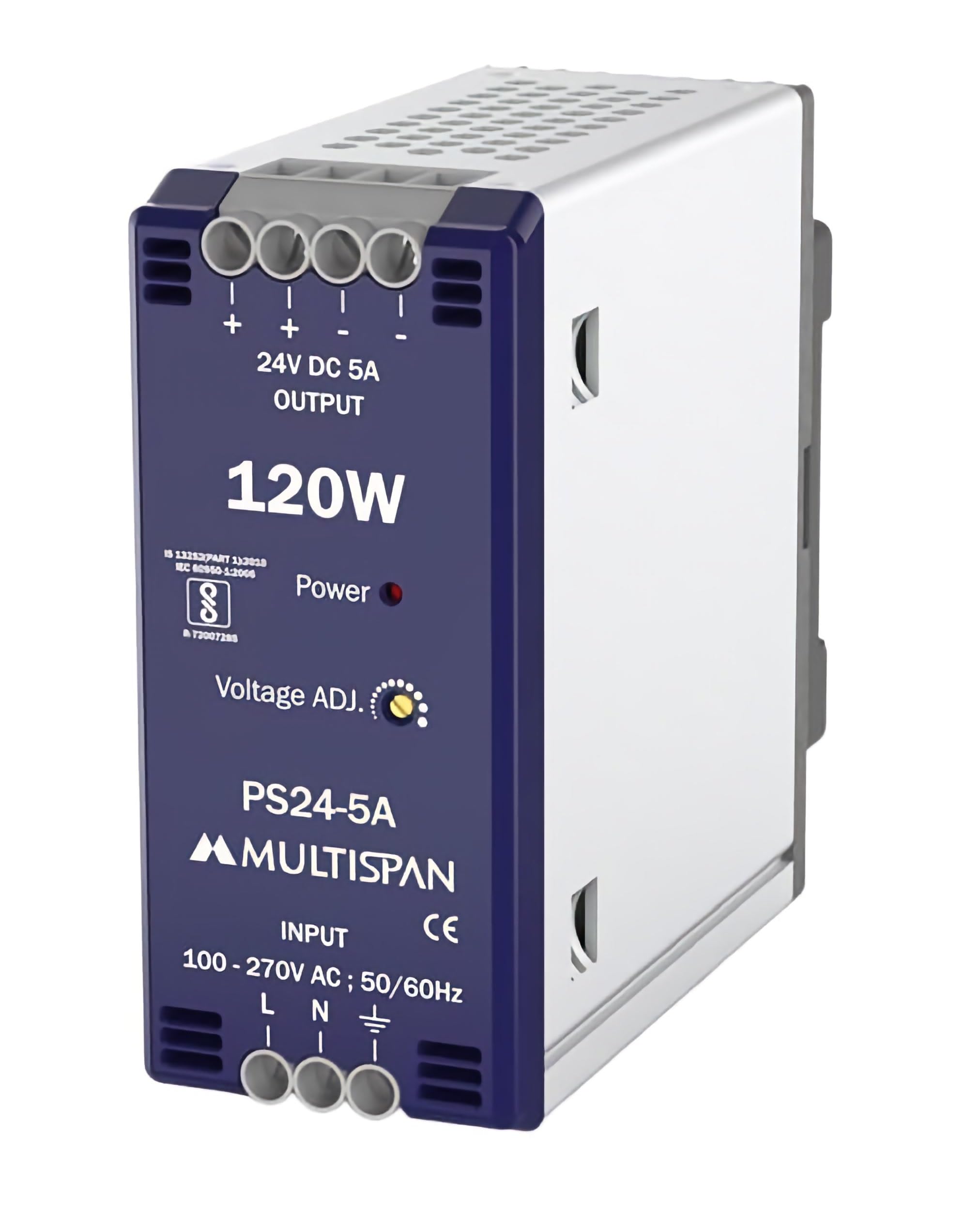 MULTISPAN PS24-5A SMPS DIN Rail Power Supply, 120W, 24V DC 5A Output, 100-270V AC Input-image-22