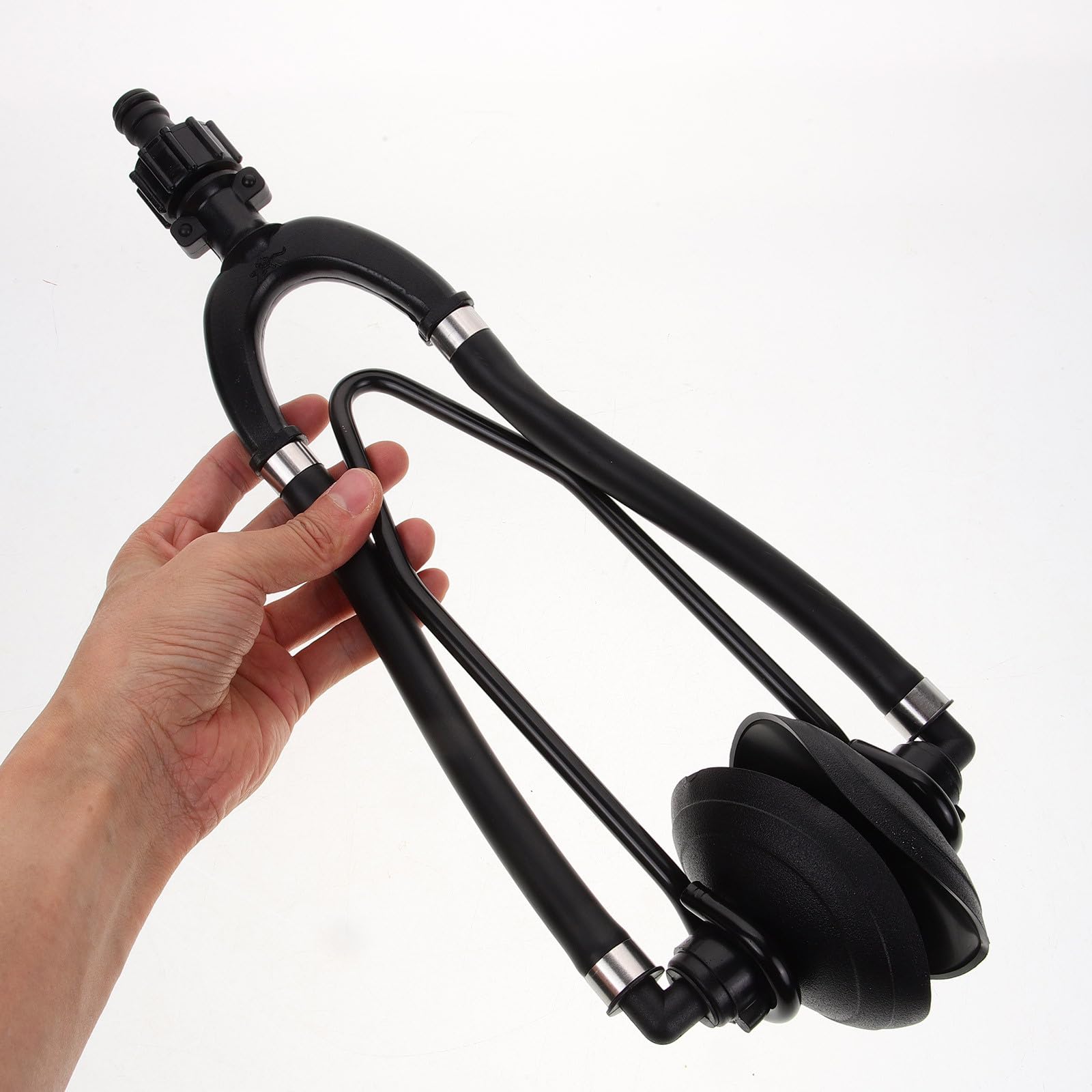 Gatuida Nettoyeur de Moteur Hors-Bord pour Bateau Noir en Nylon et Acier, Alimentation de Rinçage pour Entretien Pratique du Moteur de Yacht