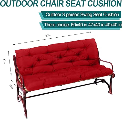 Miniatura 3 de Cojines de repuesto para columpio con respaldo, 3 plazas, antideslizantes e impermeables, para columpio al aire libre, sofá biplaza o banco de