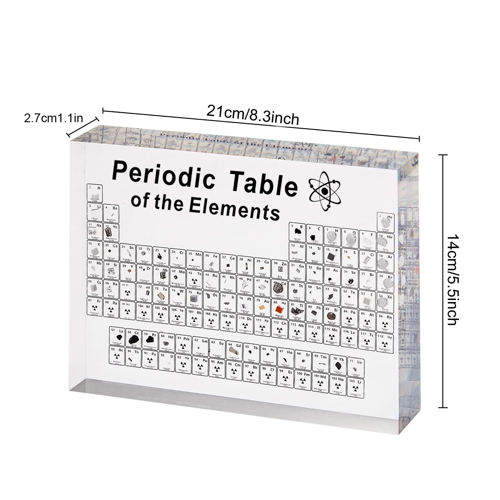 Inscrip Periodensystem aus Acryl, Periodic Table of 83 Elementen, Periodensystem Echte Elemente, Proben Periodensystem Display Geschenk für Lehrer Studenten Schüler Dekoration (Groß B)