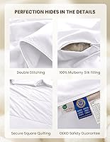 Vista 5 de THXSILK Edredón de seda para verano, relleno de 100% seda, edredón de seda, lavable, transpirable, ultrasuave (Queen, blanco)