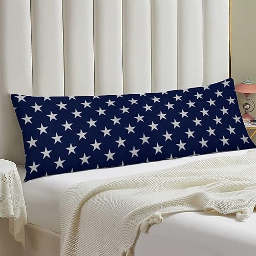 Miniatura 2 de Funda de almohada corporal azul, patrón de estrellas azules y blancas, funda de almohada larga de granja con cremallera, fundas de almohada