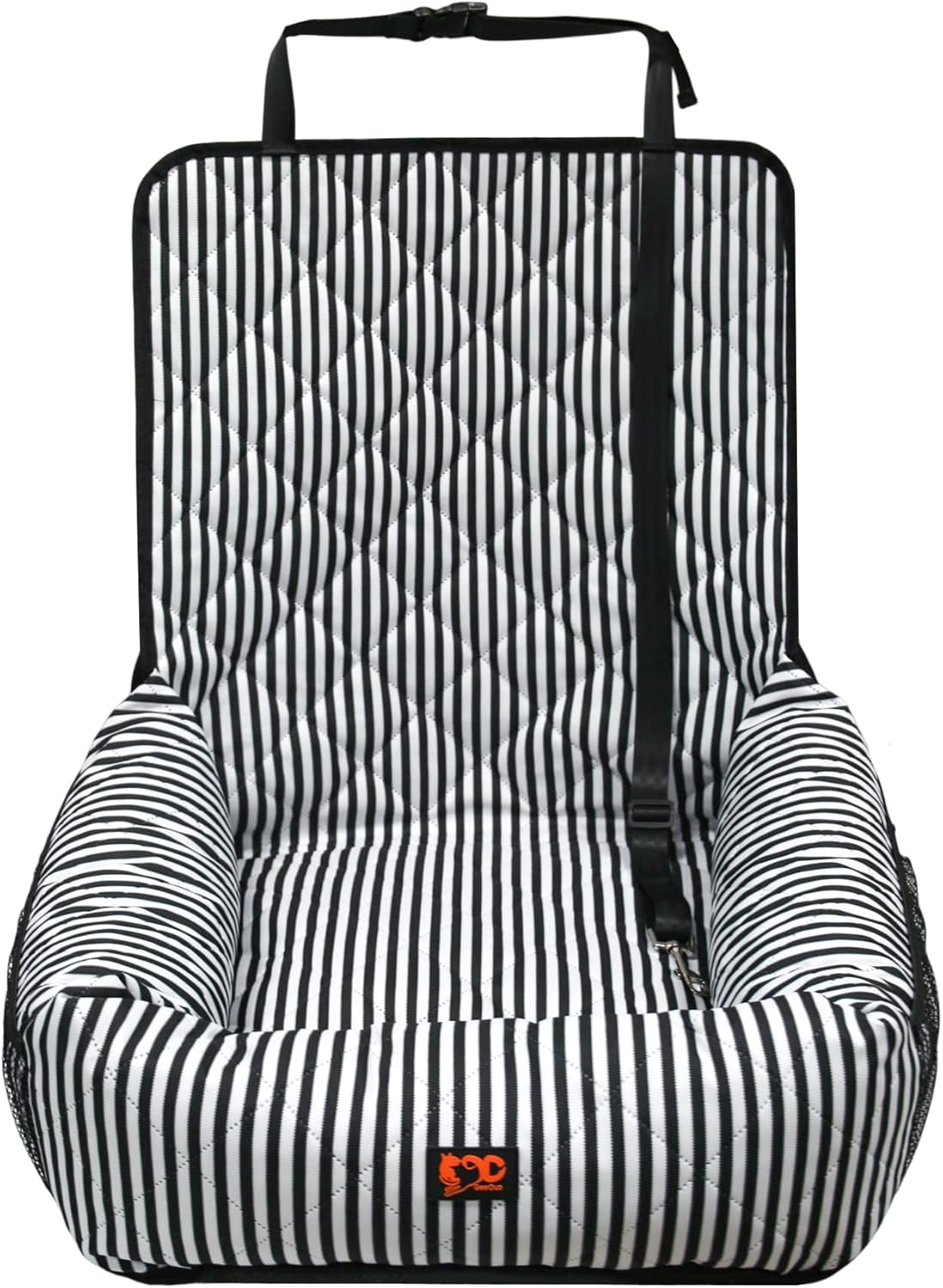 Dog Car Seat for Small and Medium Dogs, Booster Seat Sofa Pet Bed, Portable Car Travel Carrier Bed (Black Stripes-Thick Filling)