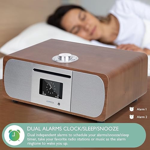 Miniatura 7 de LEMEGA Radio de Internet M5P con reproductor de CD para el hogar, radio WiFi, radio digital FM, altavoz Bluetooth, conexión Spotify, sistema estéreo