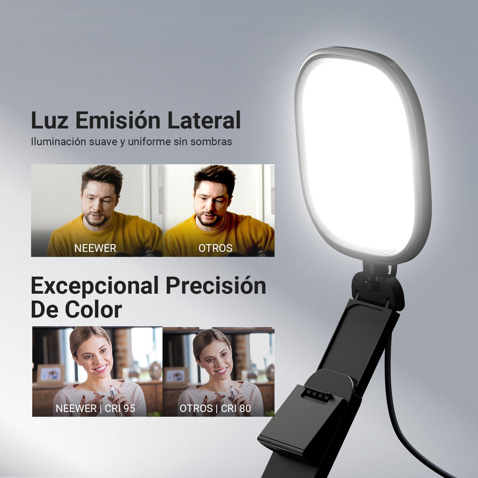 NEEWER Basics NL10 Barra de Luz LED USB Bicolor 10W CRI95 para Monitor 5 Pulgadas