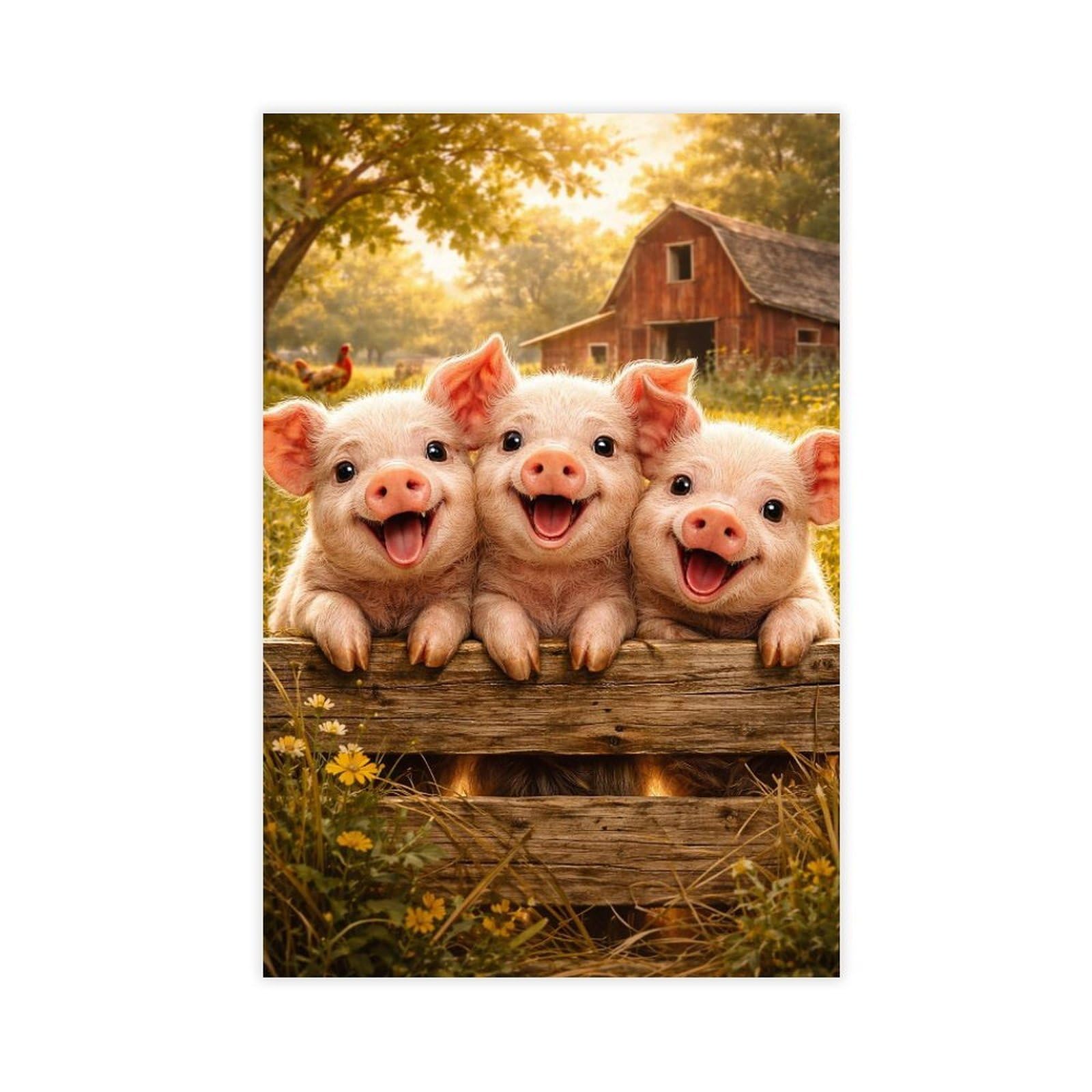 Qnvjqkdsi Unframe Funny Pig Art, Farm Cute Animal Art Canvas Poster Bedroom Decor Landscape Office Room Decor Gift 20" L X 30" W