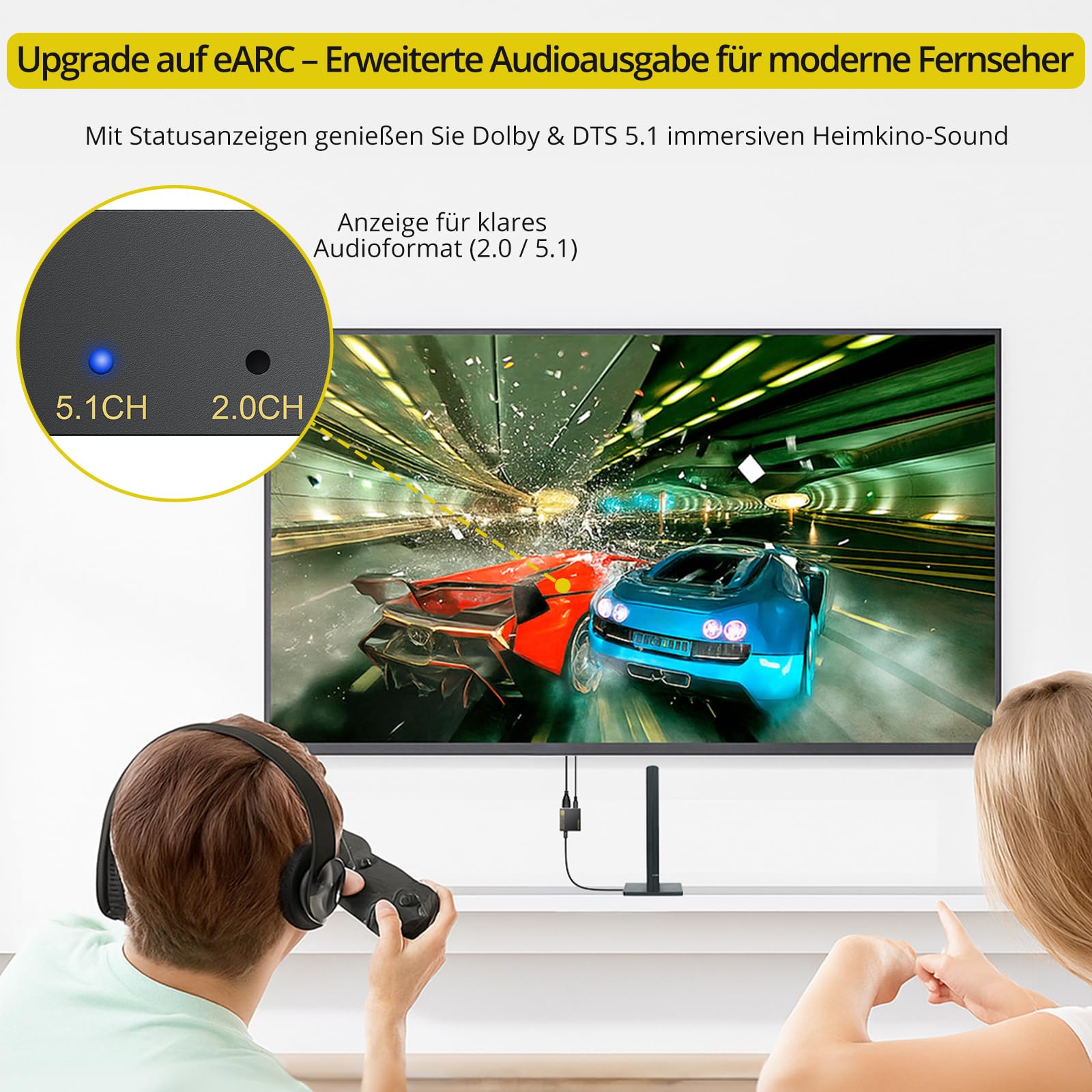 PROZOR eARC Audio Extractor HDMI eARC/ARC zu Optischer Audio-Konverter für Soundbars, HDTV, kabellose Kopfhörer, Heimkinosysteme, unterstützt 192KHz/24bit, PCM, Dolby, DTS 5.1 kompatibel