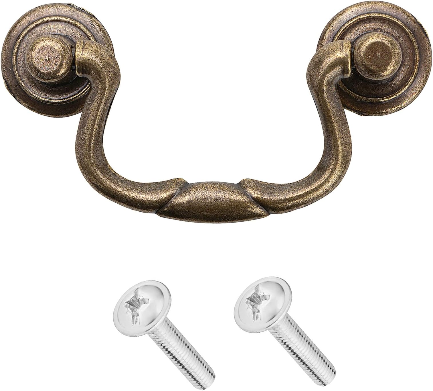 Antique Brass Ring Pull Handle - Drop Swing Ring For Cabinet, Drawer, Or Cupboard 10 thumbnail image