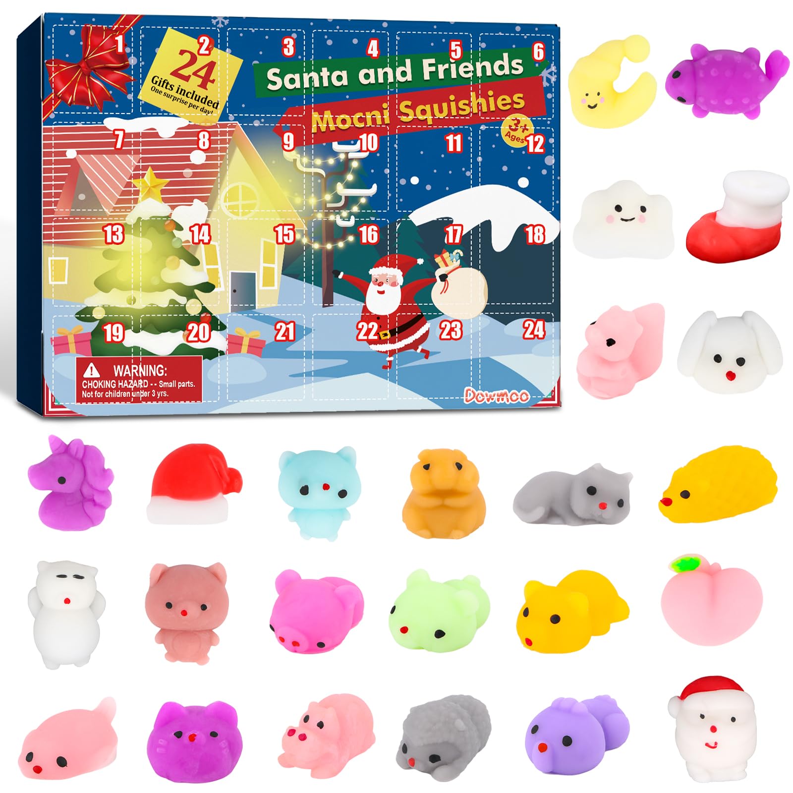 Calendrier de l'Avent, 24 Mochi Squishies, Réutilisables, Cadeau pour Garçons et Filles_Perfect Gift