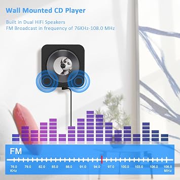 MICOCIOUS Portable CD Player with Bluetooth Desktop CD Player for Home CD Music Players withTimer,Built-in Dual Speakers with LED Display Home Audio Boombox FM Radio (Black)