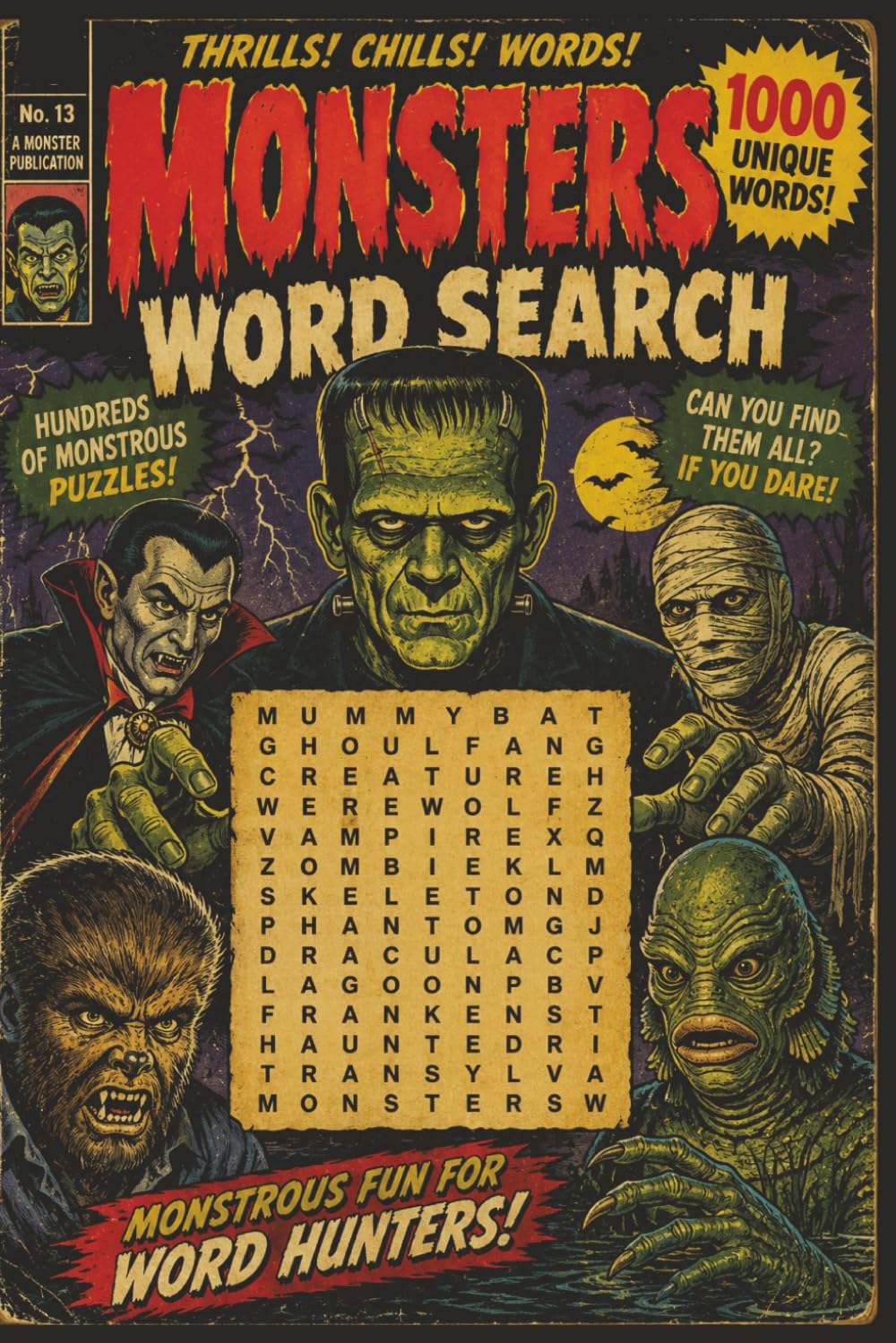 Monsters Word Search: 1000 Unique Words Featuring Creepy Creatures, Legendary Beasts & Spooky Fun for All Ages