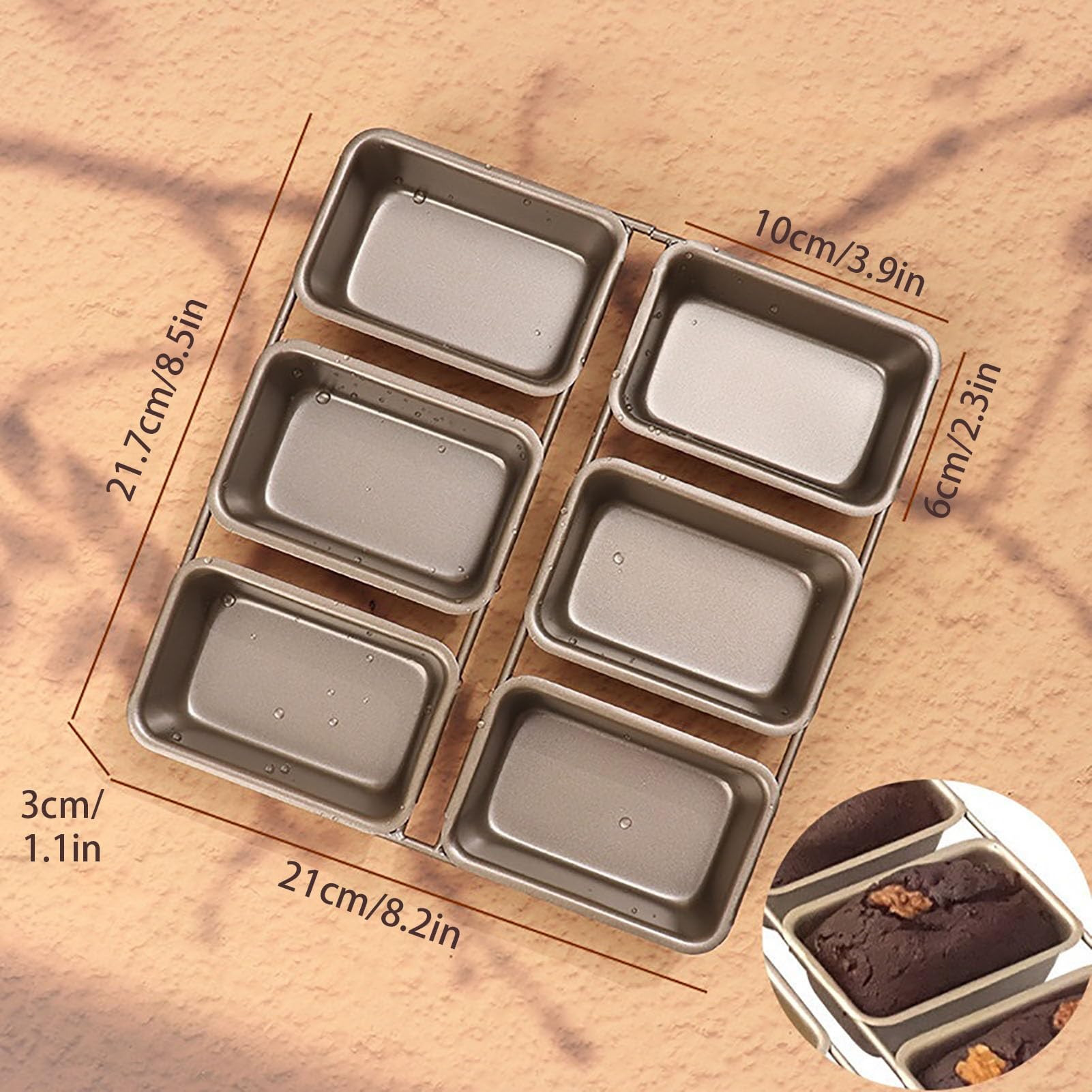 Molde Magdalenas Horno De 6 Cavidades Molde Para Magdalenas De Cocina Desmontables De 18 Cavidades Bandeja Para Hornear Brownie De Acero Al Carbono(6 grids)