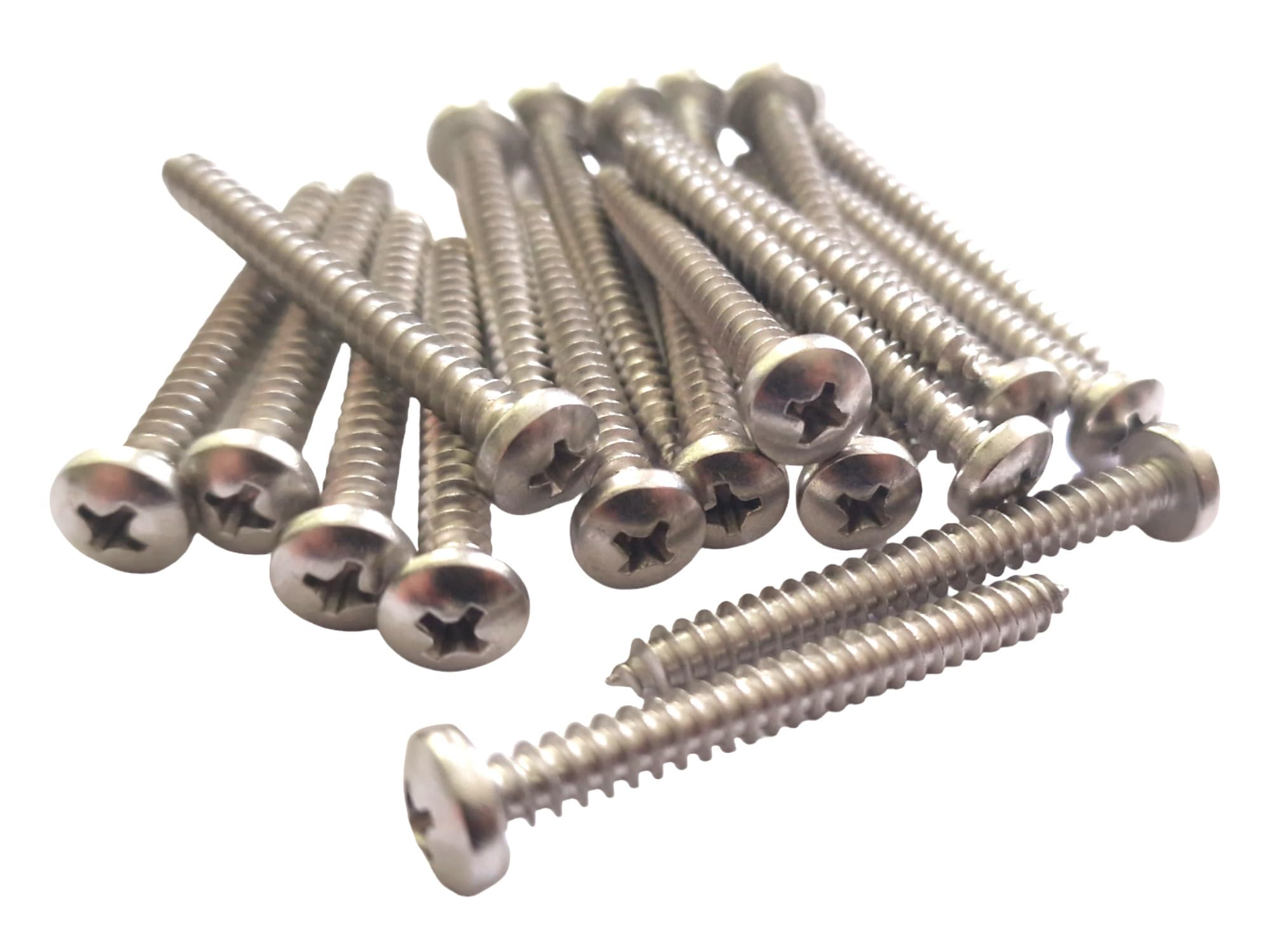 5.5mm x 38mm Pozi Pan Self-Tapping Screws - Marine Grade Stainless Steel A4-316 (Pack of 20)