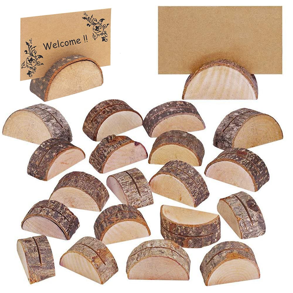 Bhina 30 Piezas Soporte Madera Fotos,Soporte Número Madera,Soportes De Madera Portatarjetas,Tarjetero Rústico para Mesa,Se Utiliza para Cumpleaños,Bodas y Otros Eventos,Puede Poner Fotos,Tarjetas