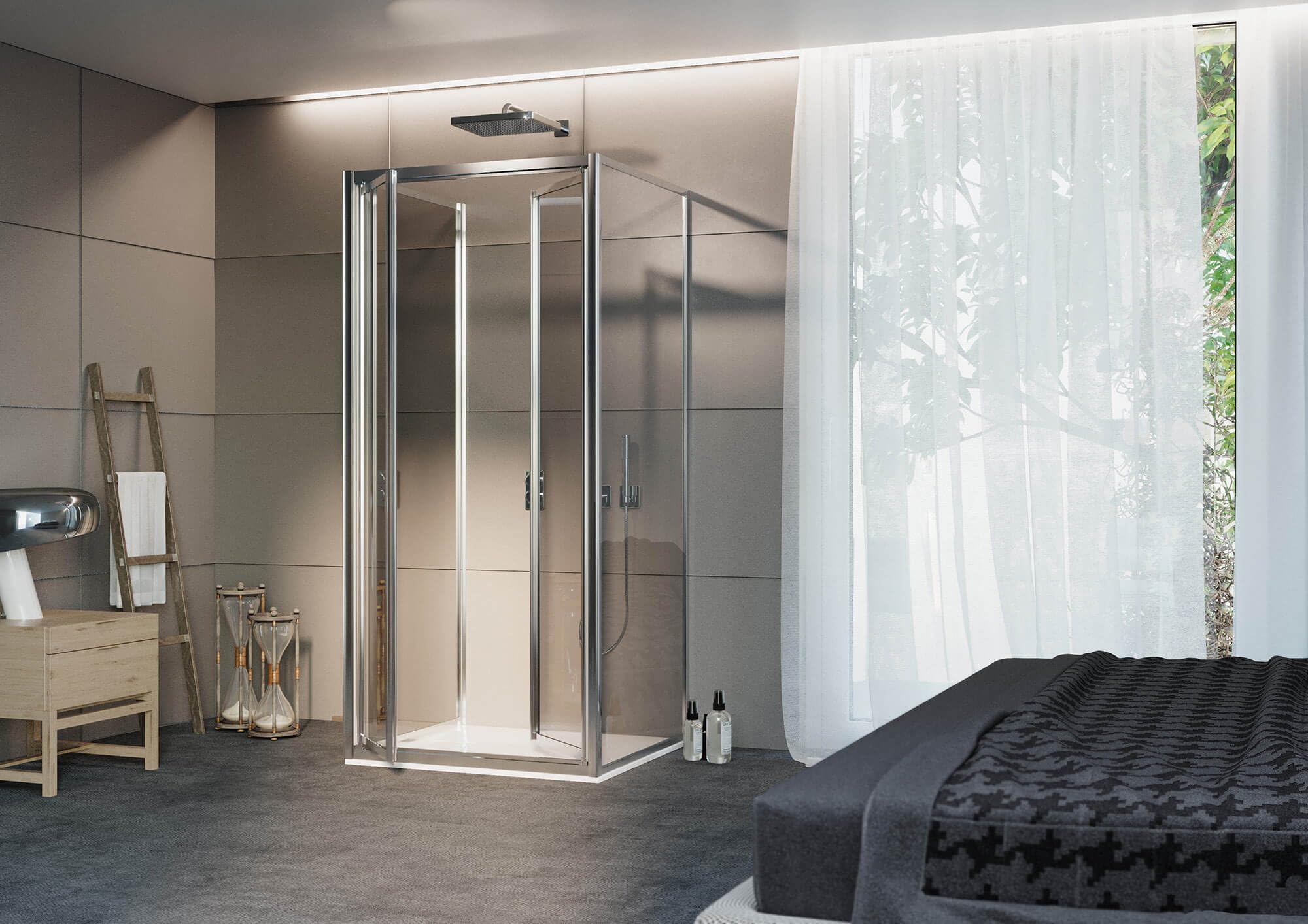Box Doccia 3 lati 80x80x80 cm 2 Ante Battenti in Cristallo Trasparente 4-6mm H185 Trio