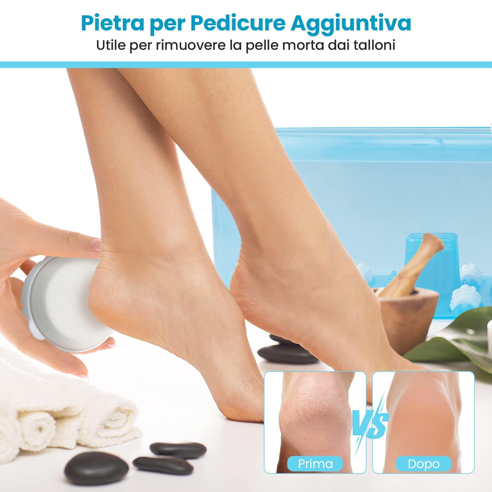 COSTWAY Pediluvio Massaggiatore per Piedi, Idromassaggiatore Plantare con Funzione Riscaldamento Bolle, Spegnimento Automatico, Pietra Esfoliante e Rulli Massaggianti, 33x39x18 cm (Blu)